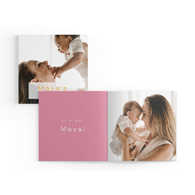 Family and kids photos on book